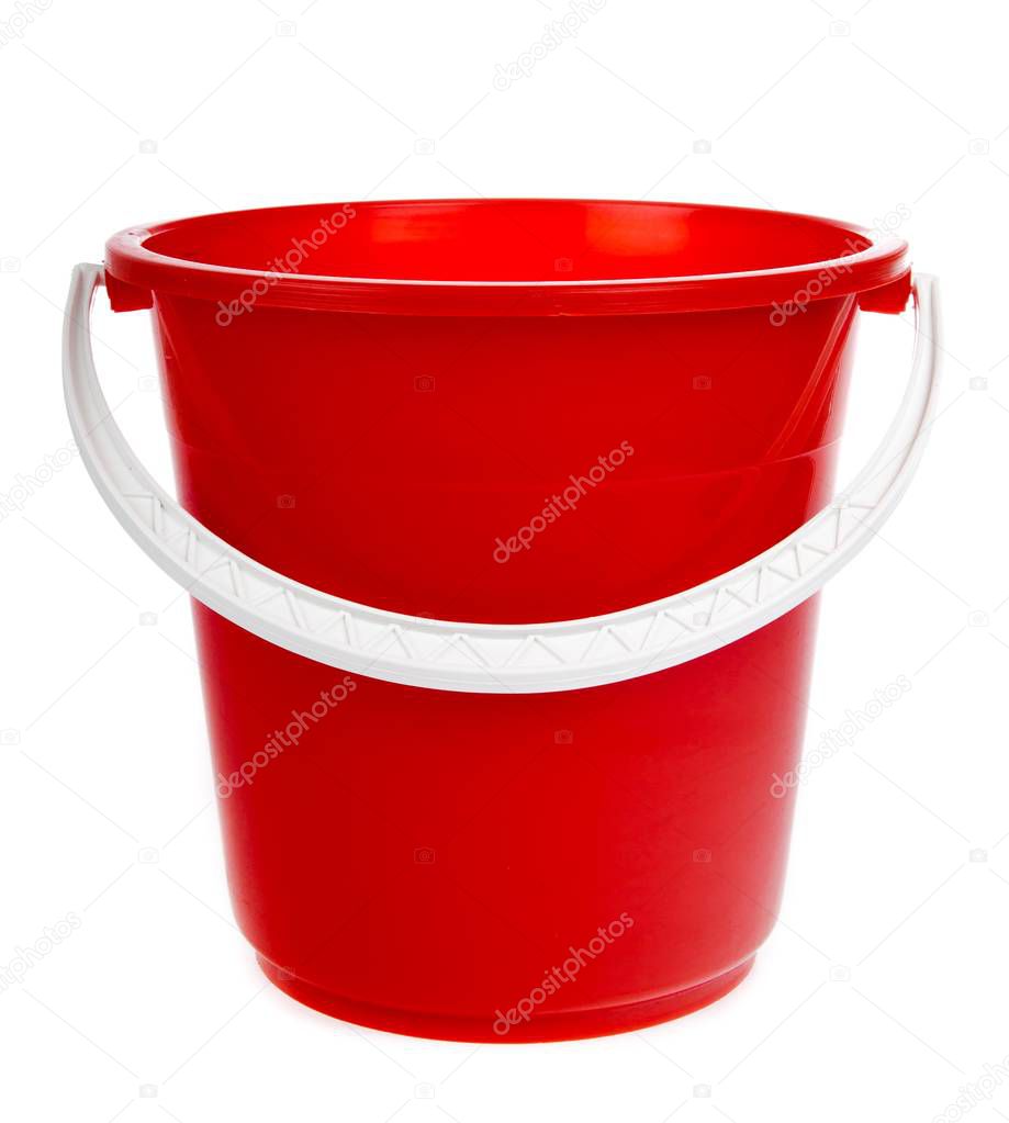 red bucket isolated on white background