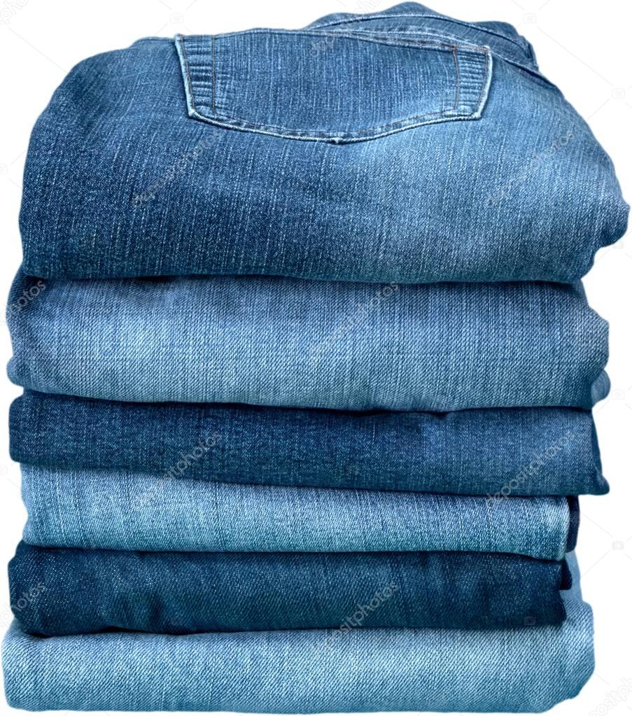 stack of denim jeans