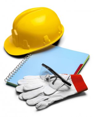 ekipman ile sarı kask