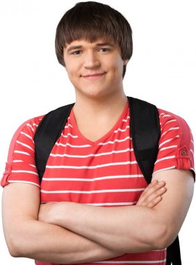 sırt çantası ile öğrenci adam