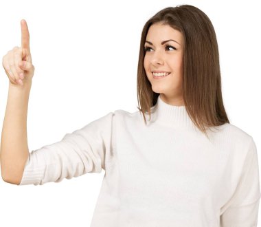 beyaz yün kazaklı kadın