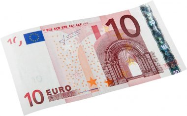 On euro banknot üzerinde beyaz izole 
