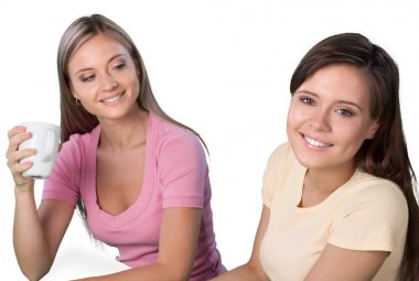 kahve fincanı ile Bayan arkadaş