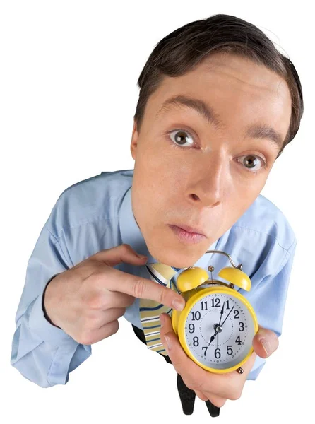 Young businessman with clock — Stock Photo, Image