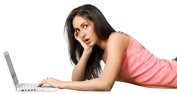 Cute woman with laptop — Stock Photo, Image