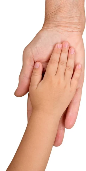 Руки Ребенка Отца Изолированы Белом Фоне — стоковое фото