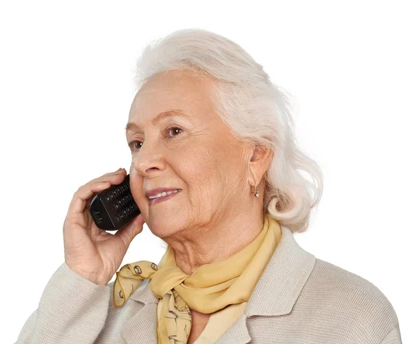 Senior woman with phone — Stock Photo, Image