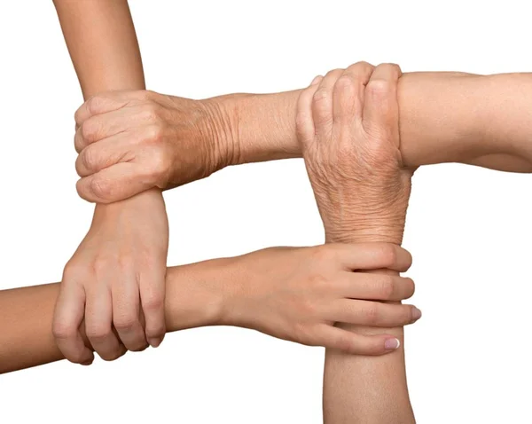Lidé Stohování Ruce Izolovaných Bílém Pozadí — Stock fotografie
