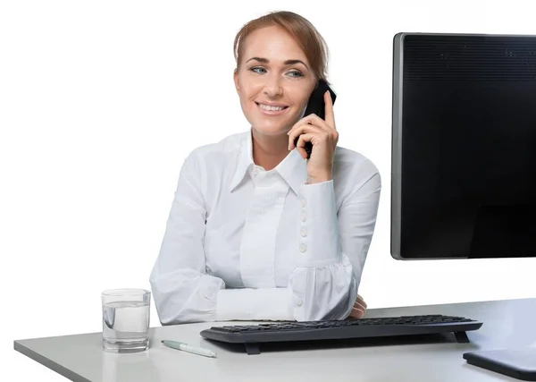 Mujer joven con teléfono —  Fotos de Stock