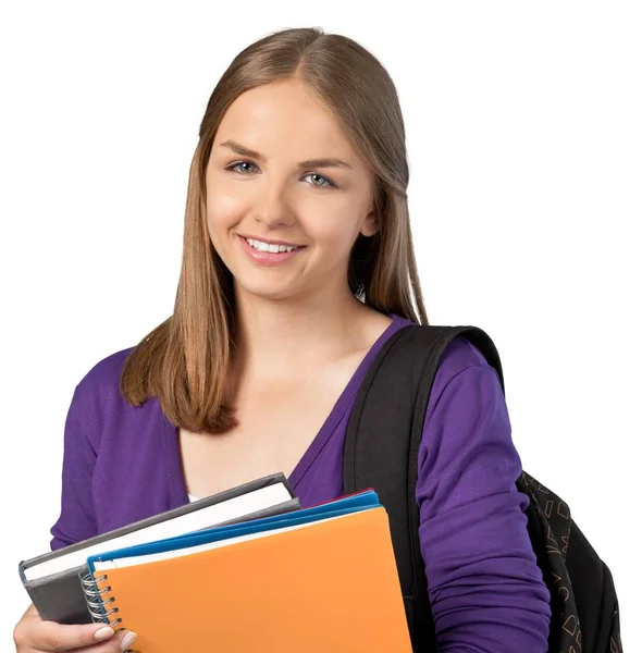 Retrato de joven linda mujer estudiante — Foto de Stock