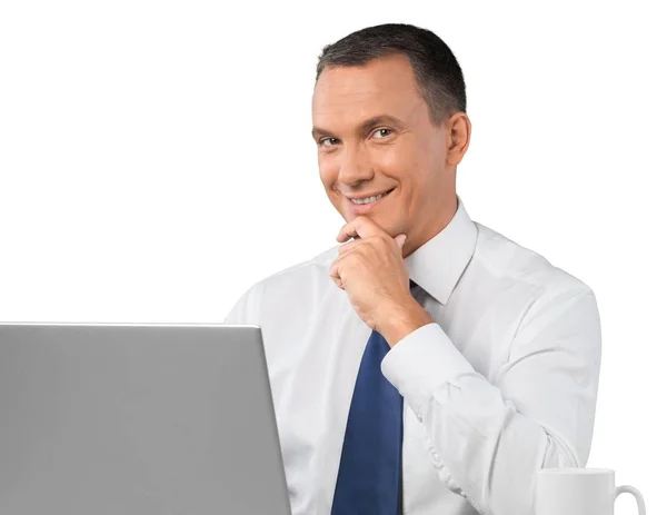 Homem de negócios usando laptop — Fotografia de Stock