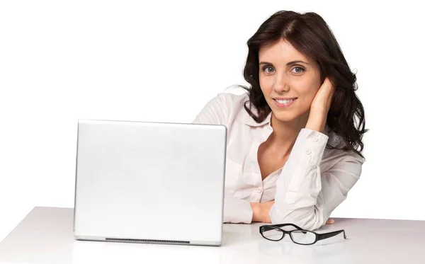 Cute woman with laptop — Stock Photo, Image