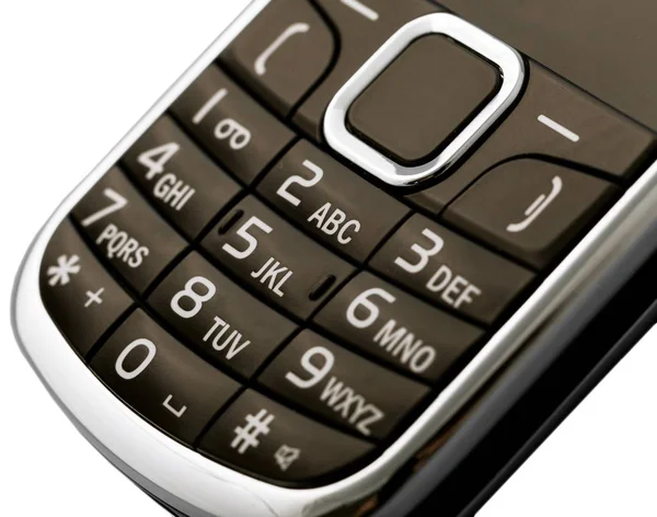 Vecchia Tastiera Del Telefono Cellulare Isolata Sfondo Bianco — Foto Stock