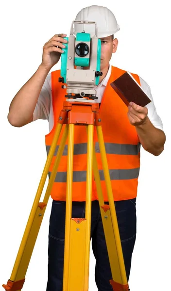 Young Male Worker Isolated White Background — Stock Photo, Image