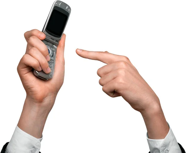 Hands showing mobile phone — Stock Photo, Image