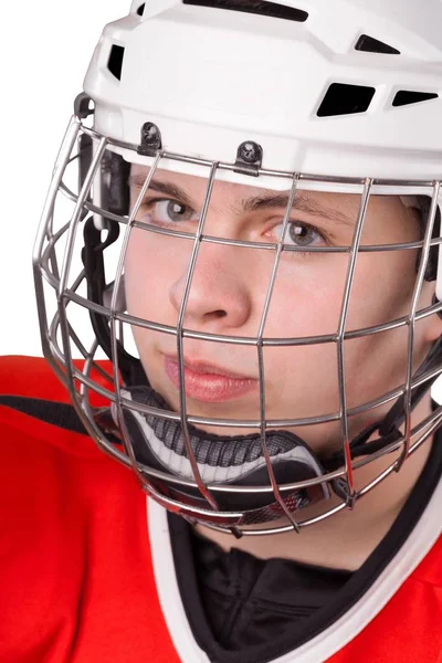 Joueur masculin de hockey sur glace au casque — Photo