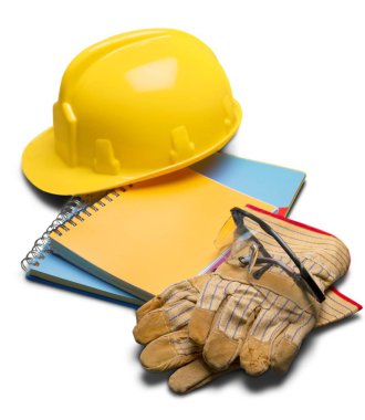 ekipman ile sarı kask