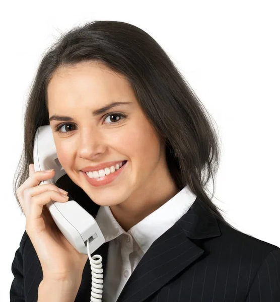 Wanita bisnis menggunakan telepon — Stok Foto