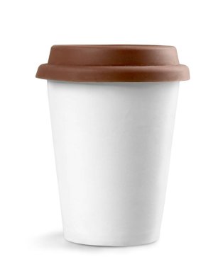 Beyaz arka plan üzerinde izole kağıt bardak kahve