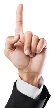 beyaz zemin üzerinde izole gösteren erkek ele 