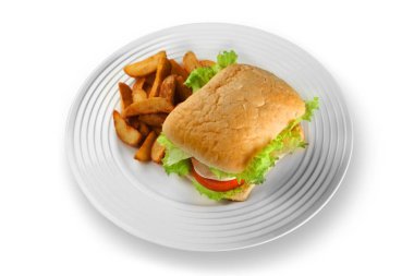 Patates kızartmalı hamburger.