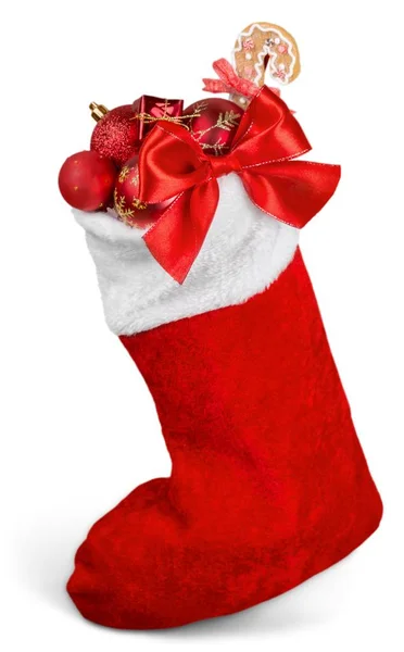 Κόκκινη χριστουγεννιάτικη κάλτσα — Φωτογραφία Αρχείου