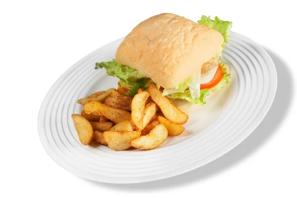 Hamburger with french fries — Stock Photo, Image