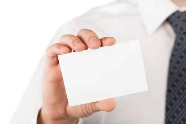 Uomo Con Carta Bianca Isolato Bianco — Foto Stock