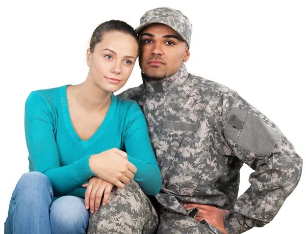 Mosolygó katona felesége — Stock Fotó