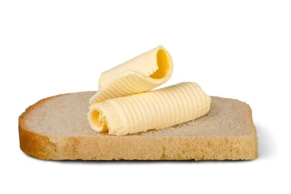 Toast with butter on white — Stock Photo, Image