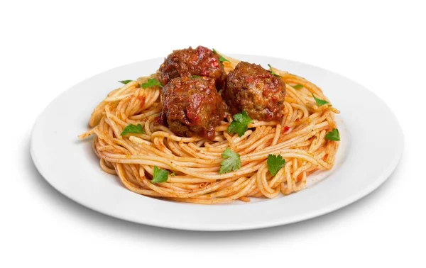 Pâtes spaghetti aux boulettes de viande — Photo