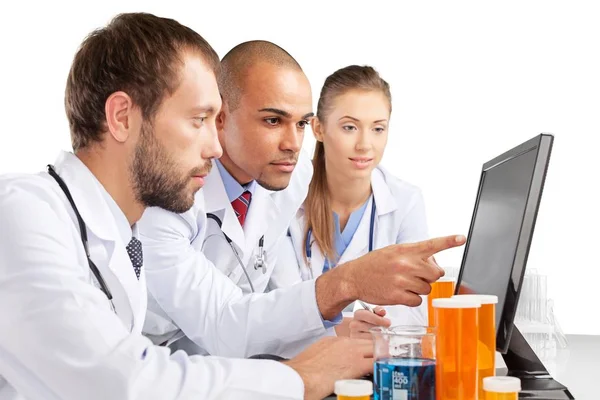 Team di medici parlando competenza — Foto Stock