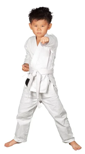 Asiatico piccolo karate ragazzo — Foto Stock