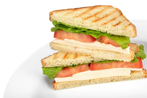Izgara Sandviç Plaka Üzerinde Yarısı — Stok fotoğraf