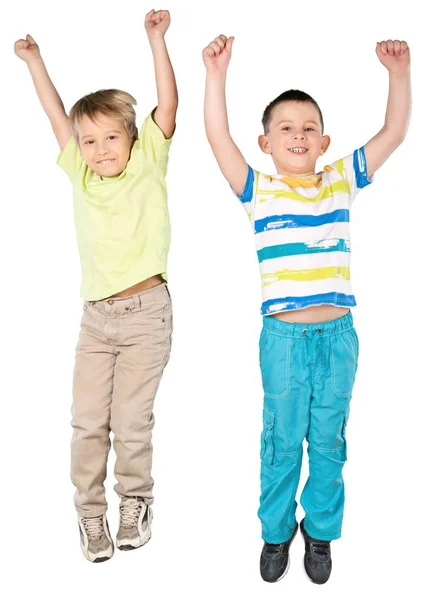 Meninos Pequenos Isolados Fundo Branco — Fotografia de Stock