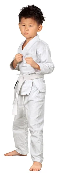 Asiatico piccolo karate ragazzo — Foto Stock