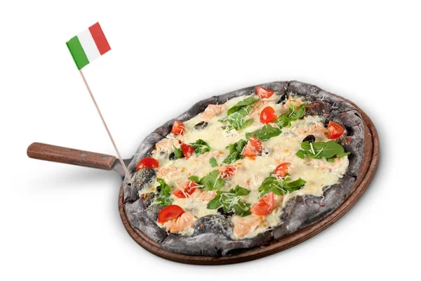 Pizza classica originale al salame piccante — Foto Stock