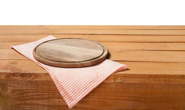 Empty tray on tablecloth — Stock Photo, Image