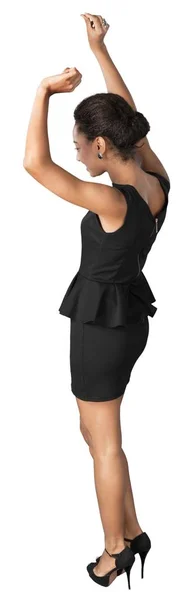 Африканская женщина в черном платье — стоковое фото