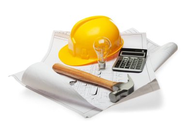 ekipman ile sarı kask