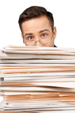 işadamı kağıtları yığını yakınındaki 