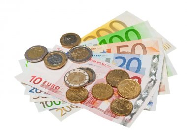 Euro banknot üzerinde beyaz