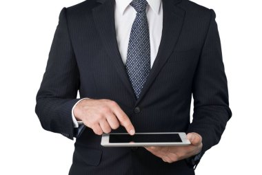 Tablet pc kullanan işadamı