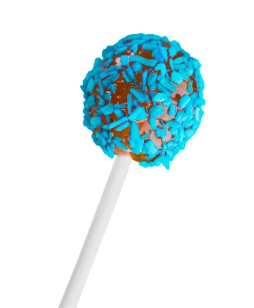 Zoete Lolly Met Blauwe Ijsvorming Geïsoleerd Witte Achtergrond — Stockfoto