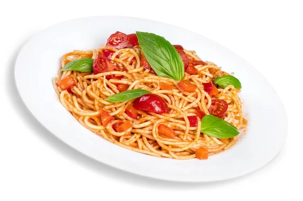 Pasta de espagueti con tomates —  Fotos de Stock