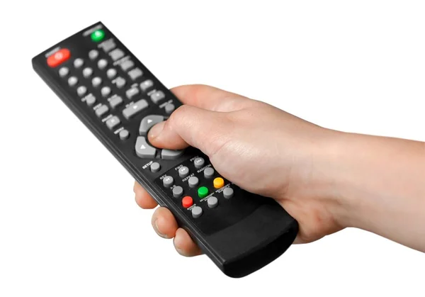 Hand met tv-controller — Stockfoto