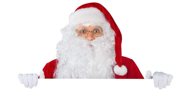 Portré Santa Claus Üres Kártya Elszigetelt Fehér Background — Stock Fotó
