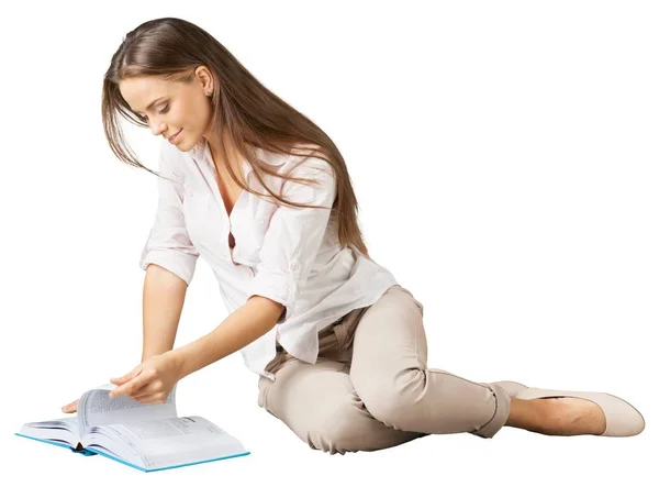 Leuke vrouw lezen boek — Stockfoto