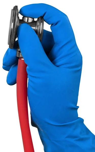 Hand Glove Stethoscope Isolated White — Stock Photo, Image