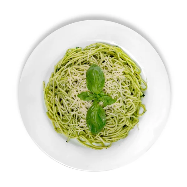 Spagetti tészta bazsalikommal — Stock Fotó